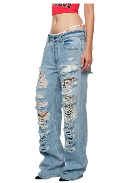 Frayed Straight-Leg Jeans