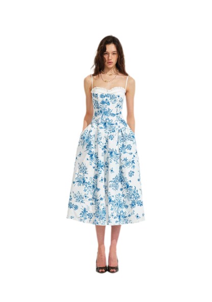 Hand-Drawn Floral Midi Dress