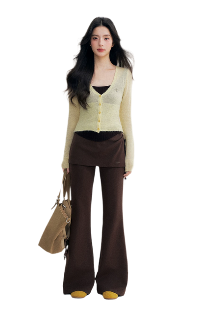Brushed Contrast V-Neck Sweater