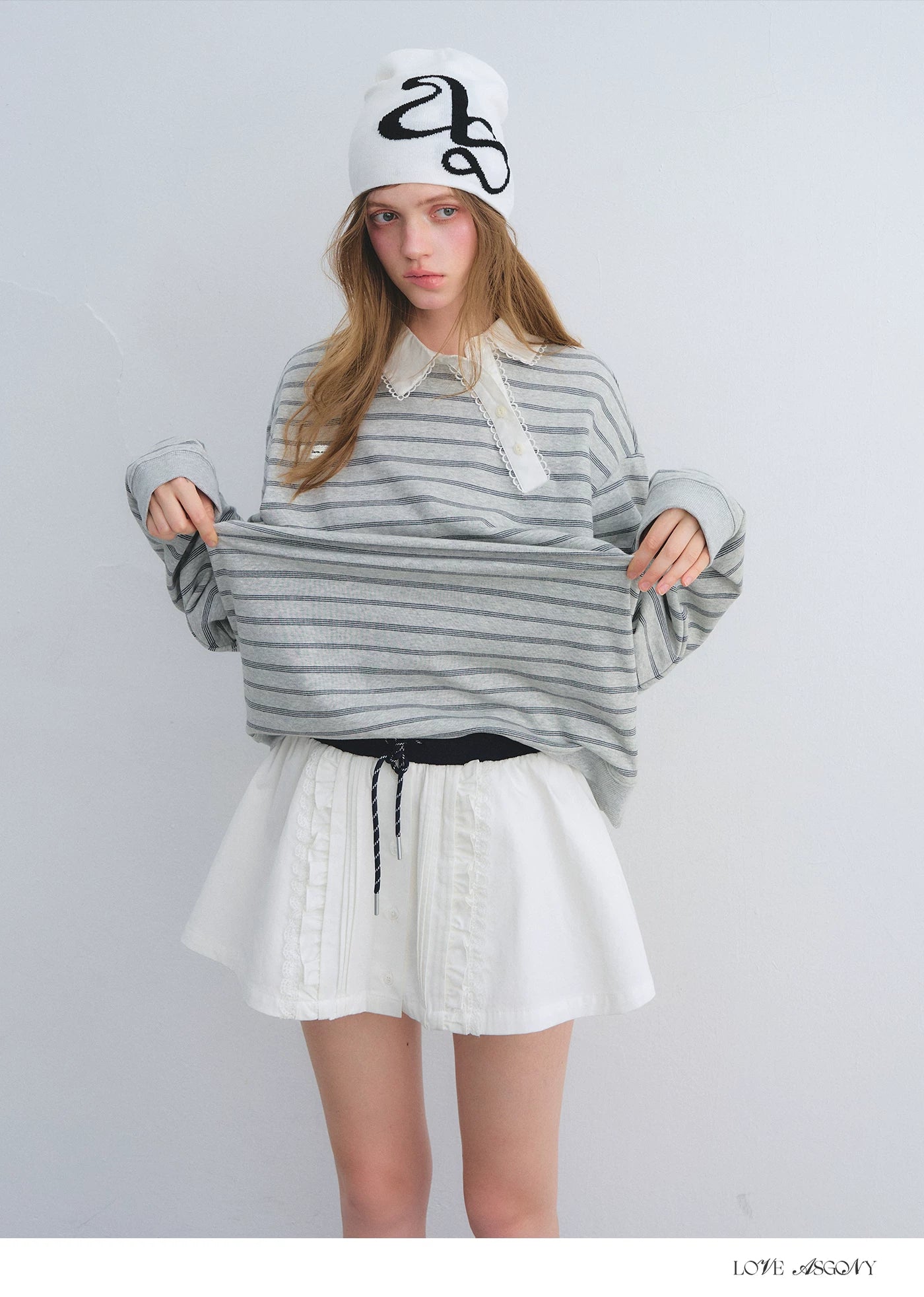 Pleated Drawstring A-line Short Skirt
