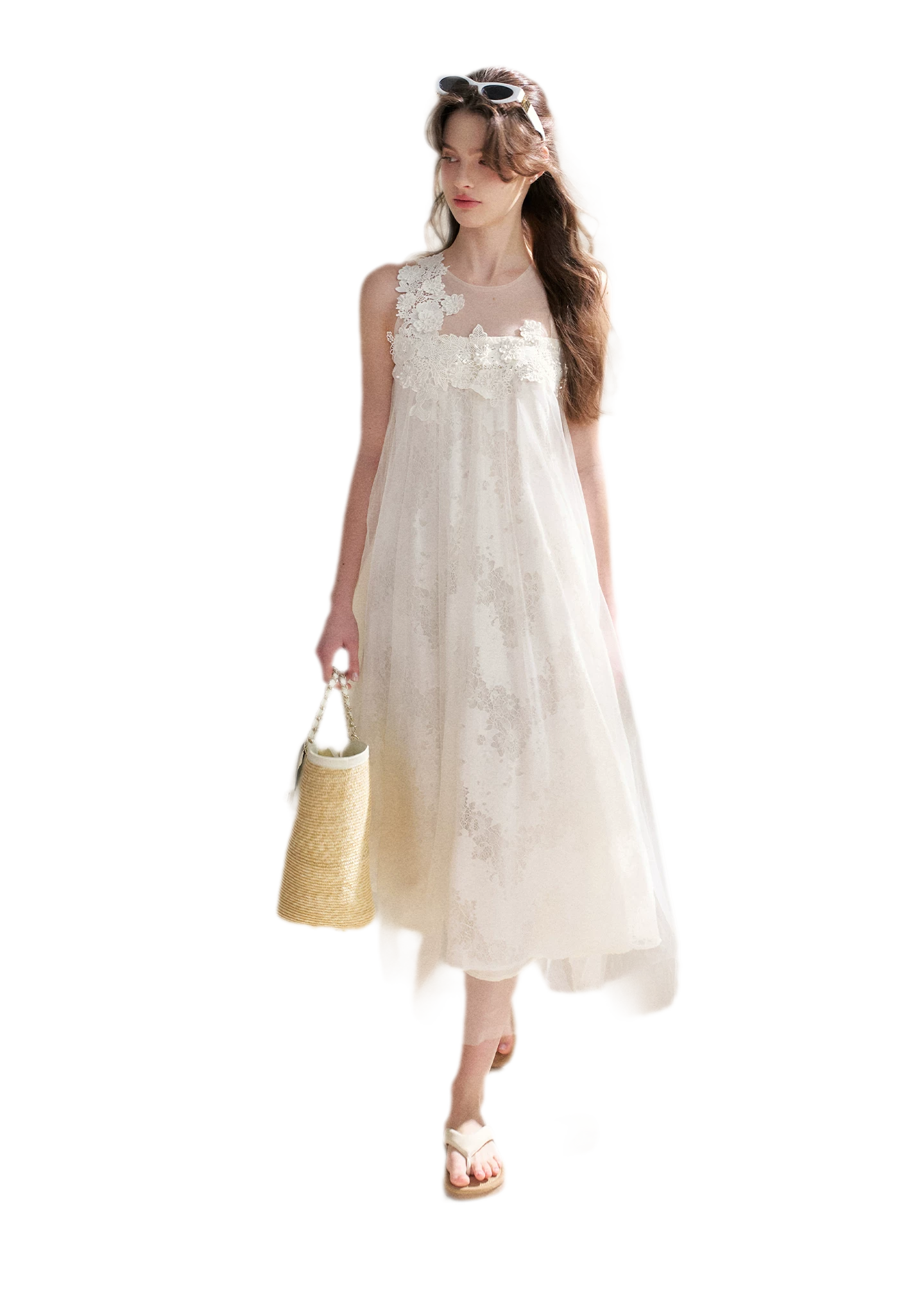 Sleeveless Mesh Lace Dress