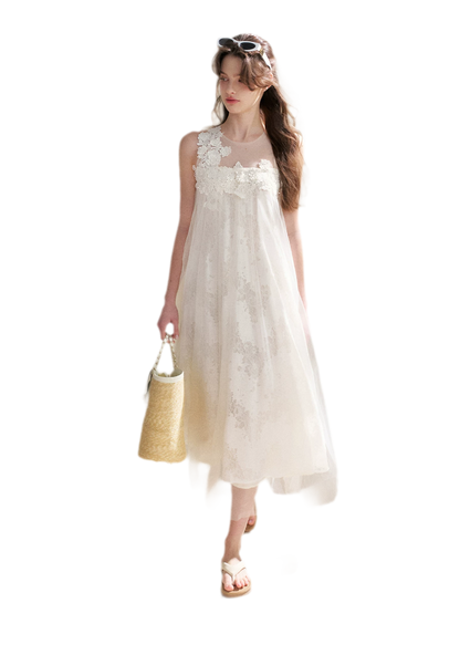 Sleeveless Mesh Lace Dress