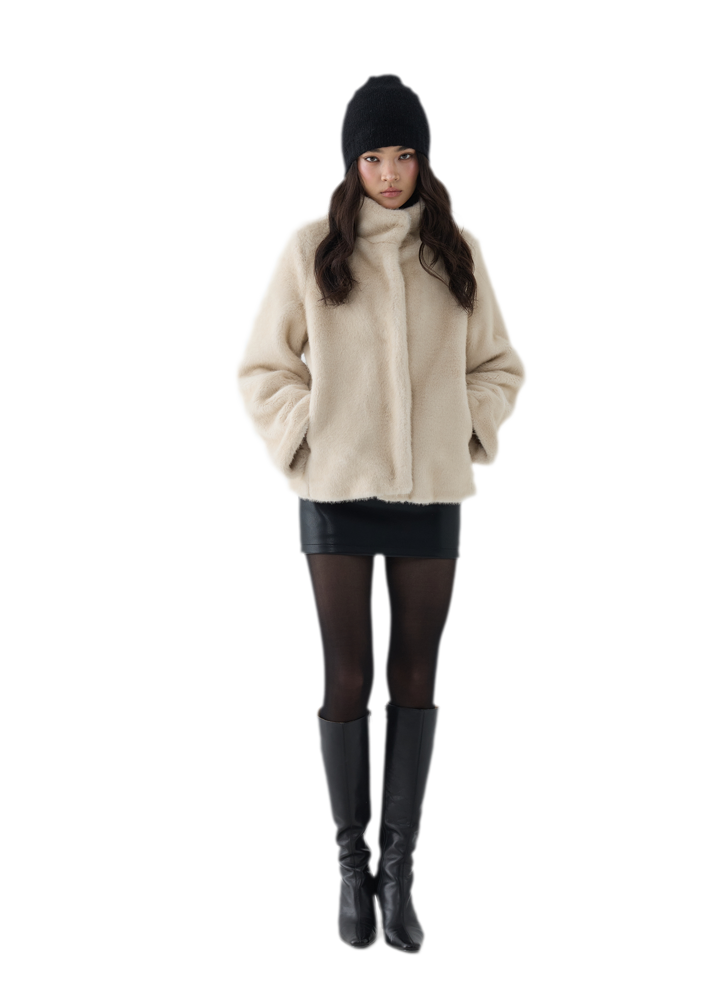 Eco-Friendly Cropped Faux Fur Jacket