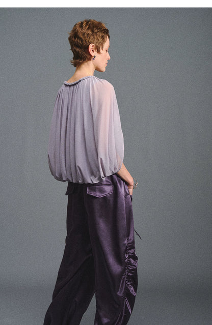 Satin Jogger Pants with Beaded Drawstring