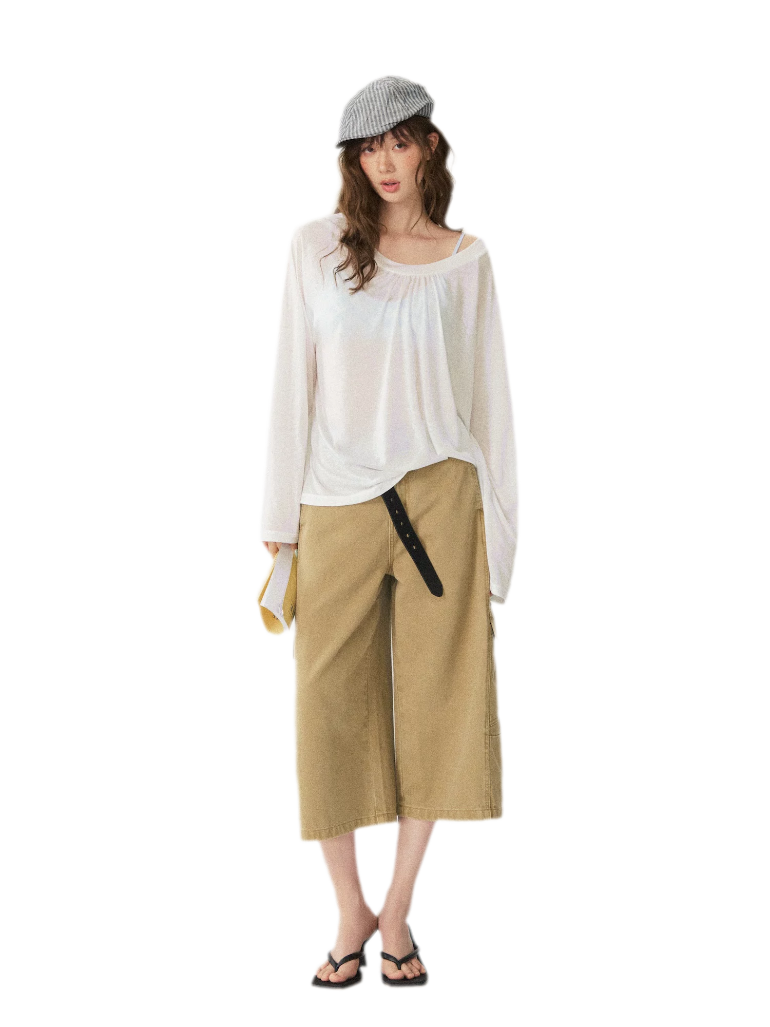 V-Neck Ruched Long Tee