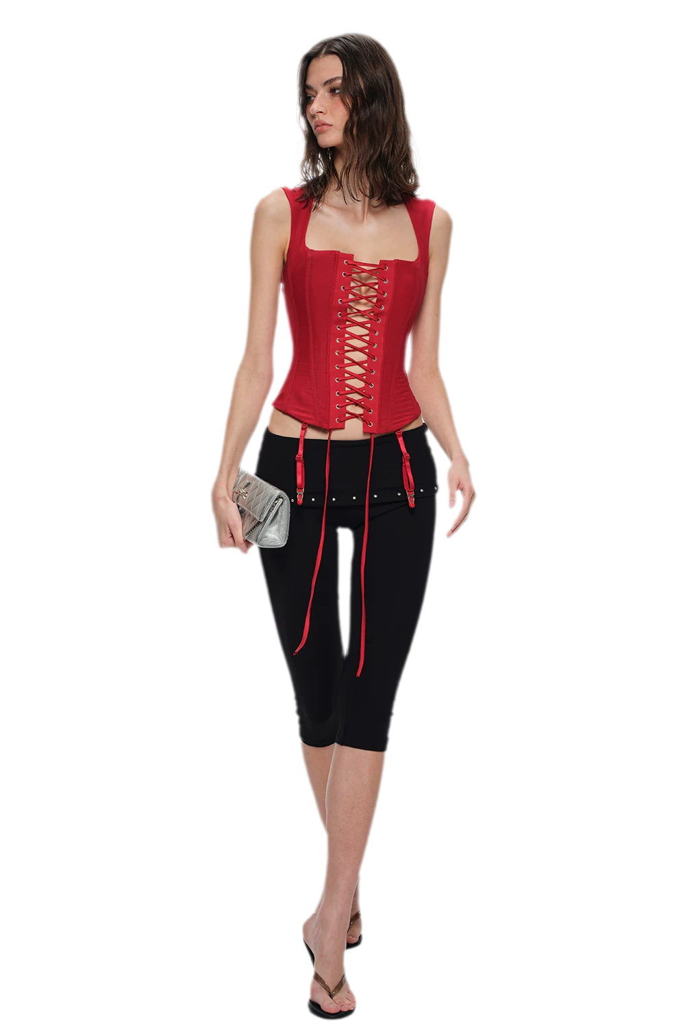 Stretch Studded Capri Pants