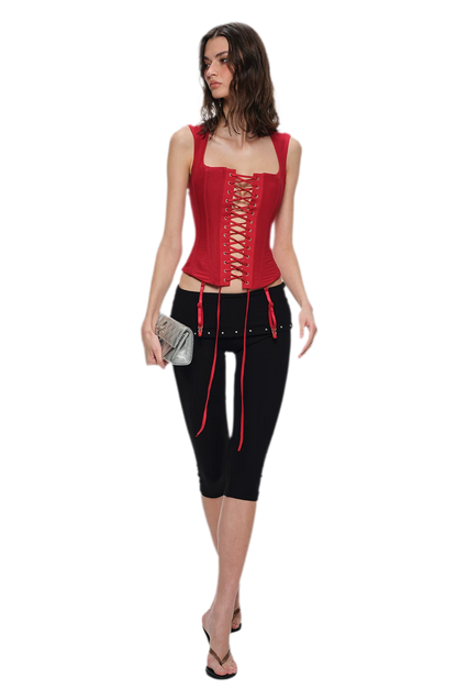 Stretch Studded Capri Pants