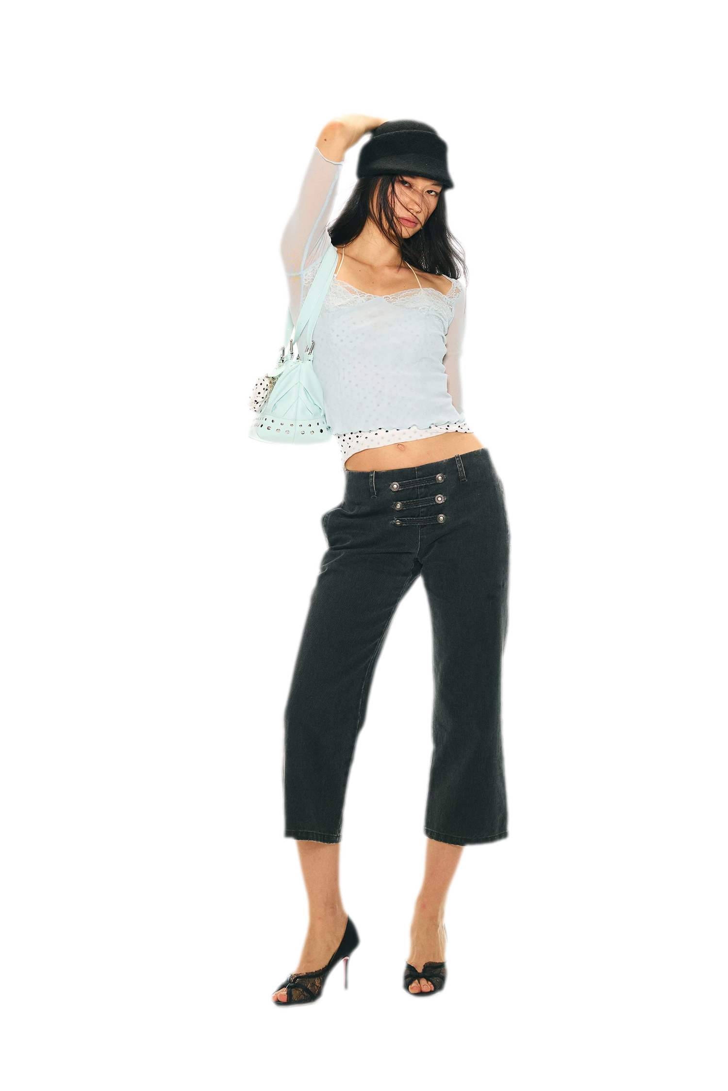 Vintage Pirate Buckle Denim Capris