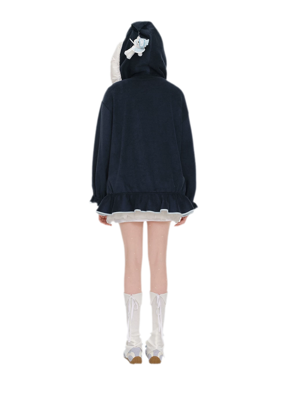 Plush Lace-Trimmed Bear Hoodie