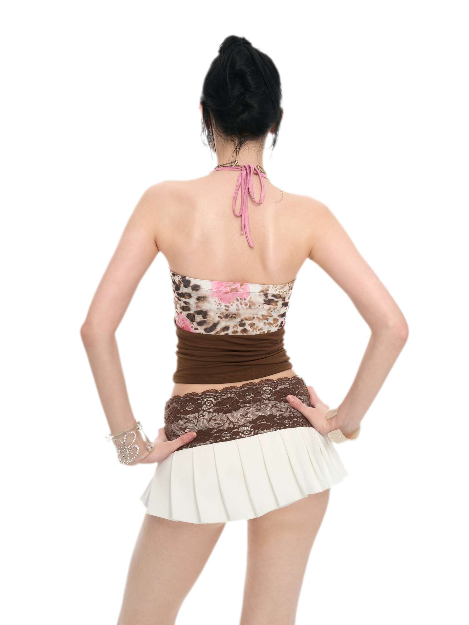 Leopard Print Mesh Halter Top