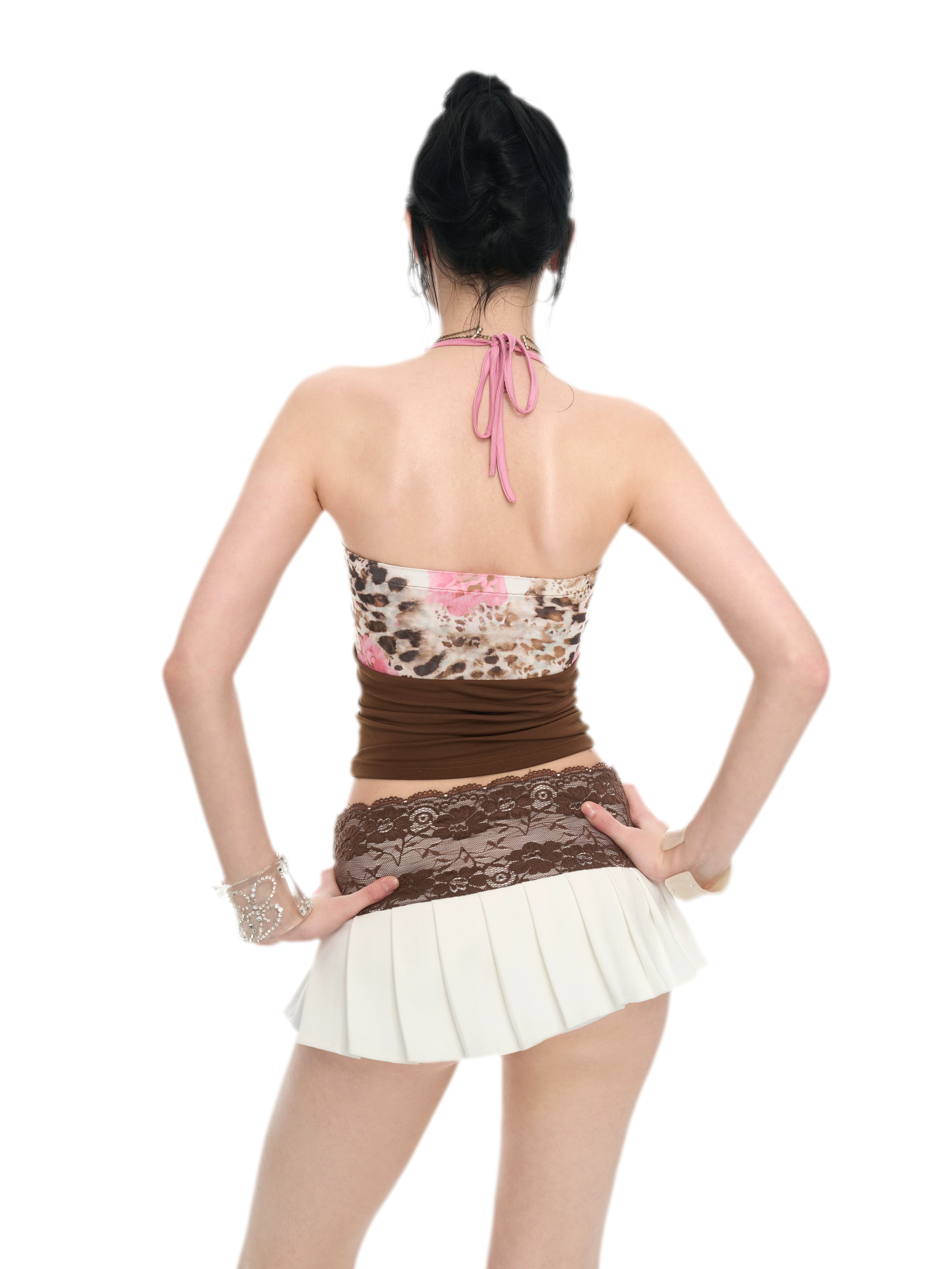Leopard Print Mesh Halter Top