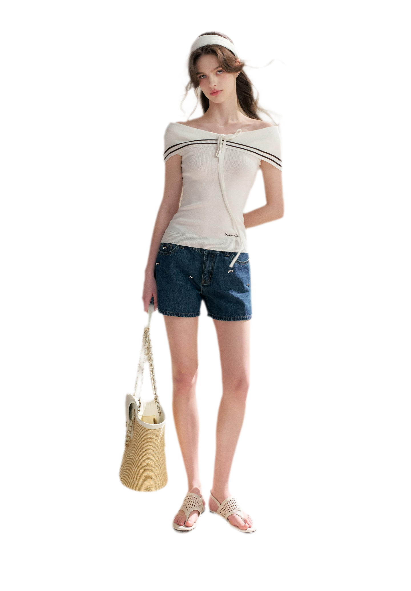 V-Neck Tie Knit Top
