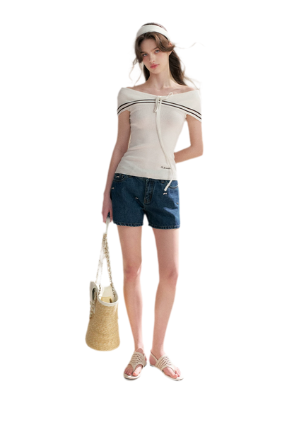 V-Neck Tie Knit Top