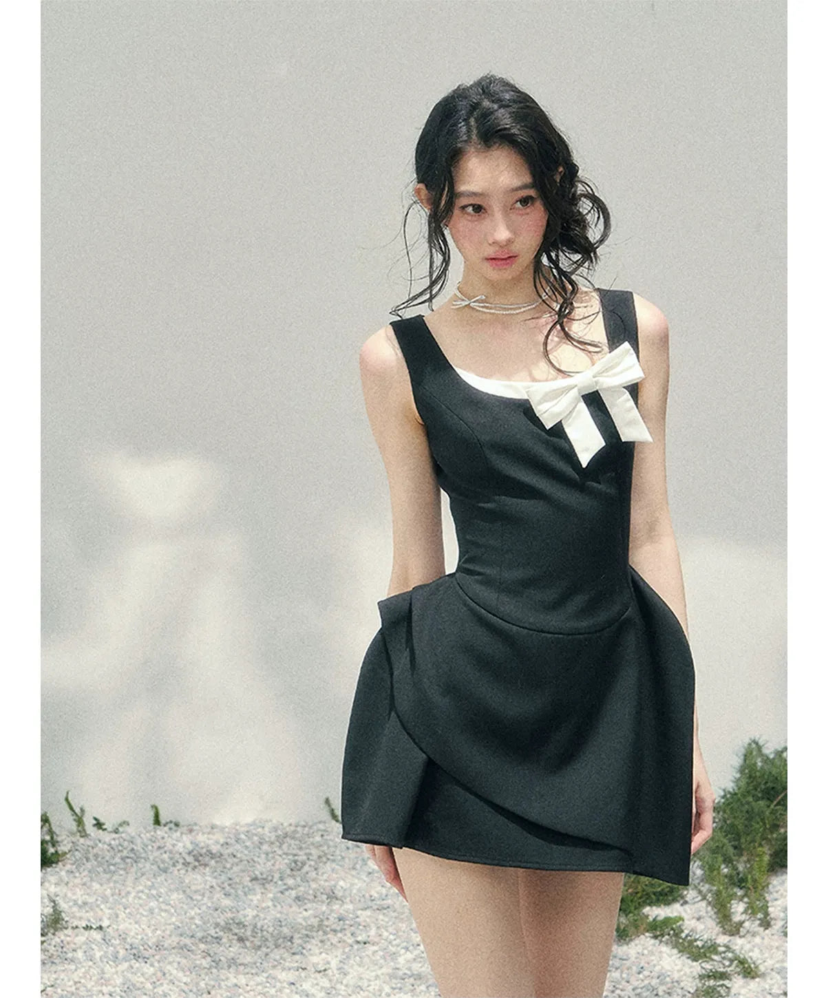 Sleek Bowknot Mini Dress