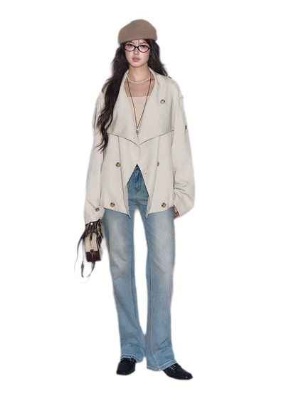 Washed Bow Embroidery Jeans