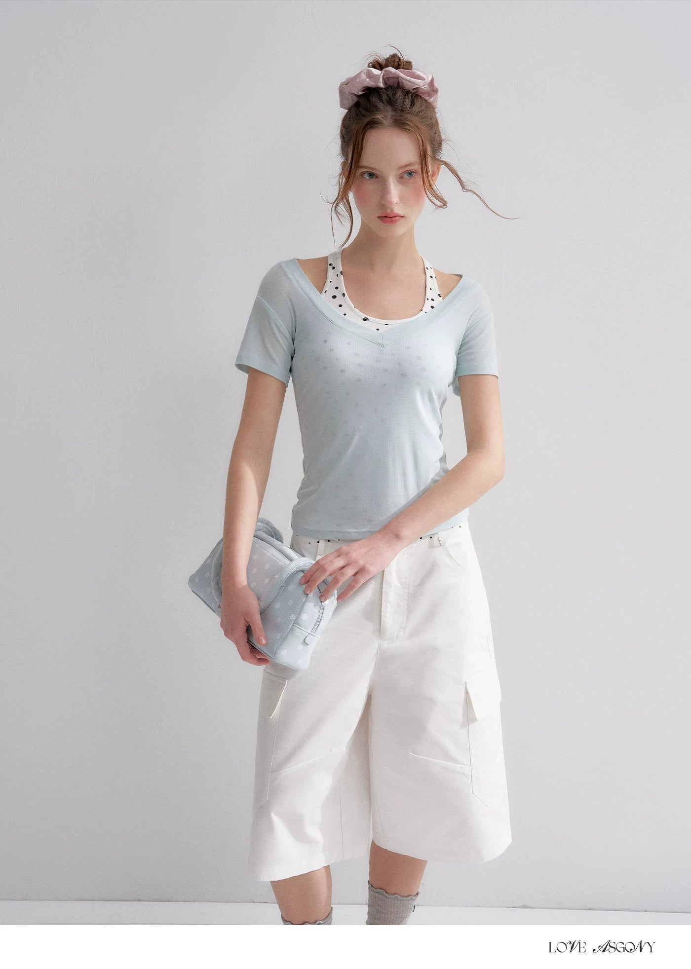 Blue V-Neck Slim Fit Short Sleeve T-Shirt