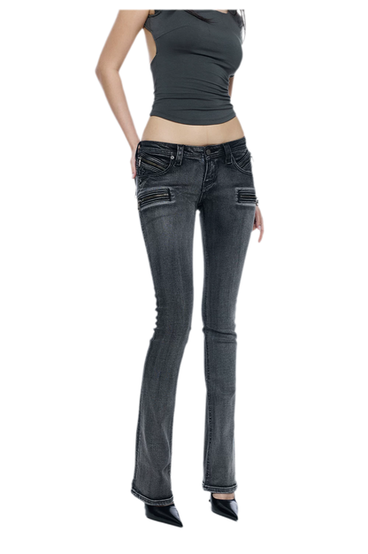 Washed Low-Rise Jeans