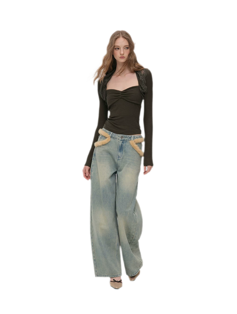 Ruched Lace Layered Top