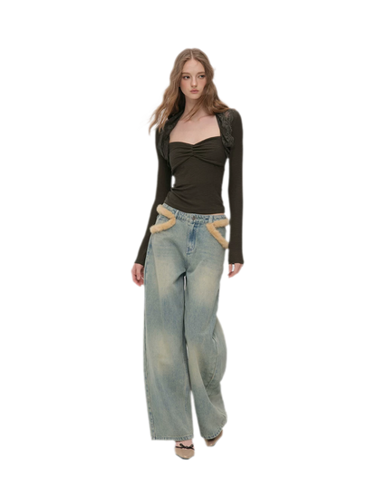 Ruched Lace Layered Top