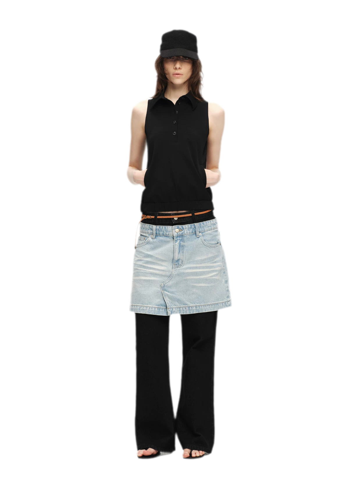Double-Breasted Cape Vest Coat