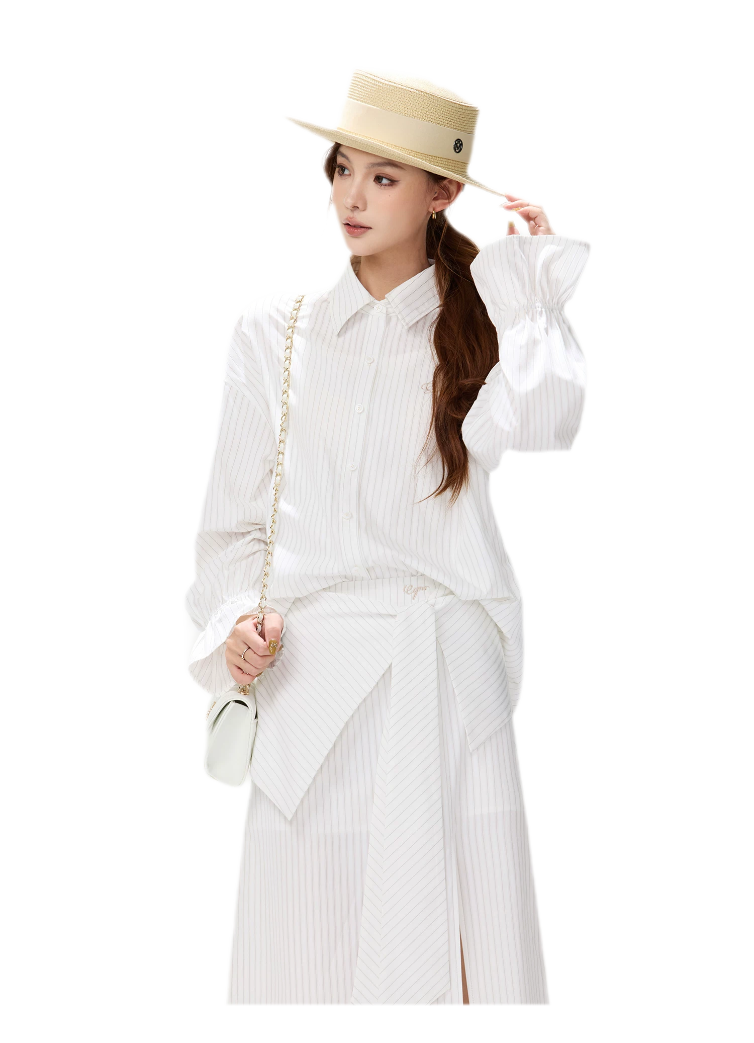 Striped Bow Tie Skirt Set