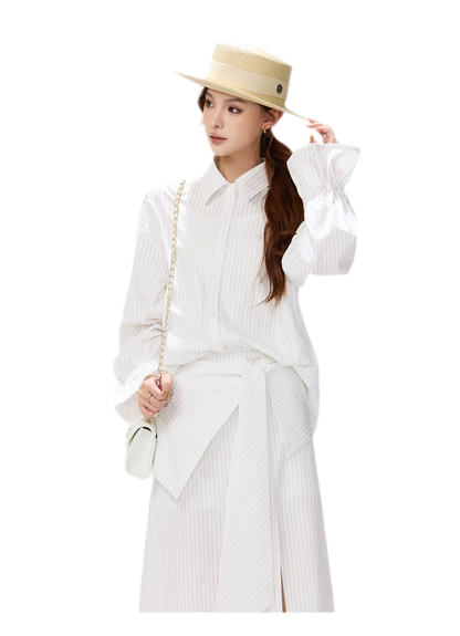 Striped Bow Tie Skirt Set