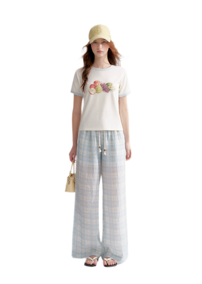 Rhinestone Fruit Print Tee
