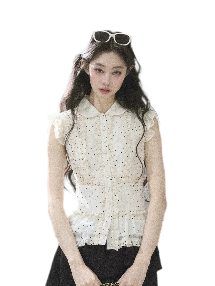 Polka Dot Ruffle Blouse