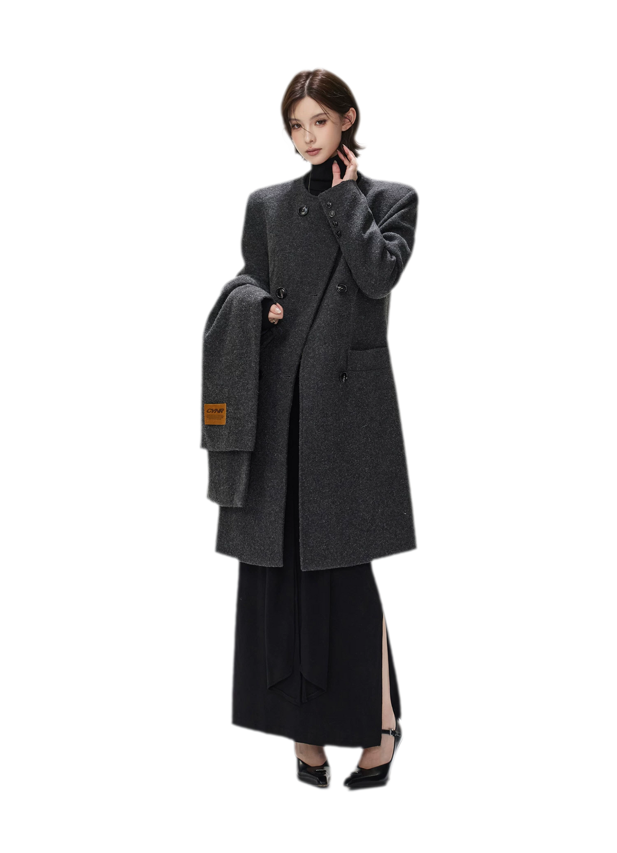Turtleneck Ruched Waist Knit Dress