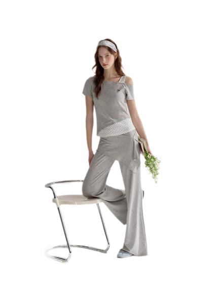 Lyocell Polka Faux Two-Piece Set