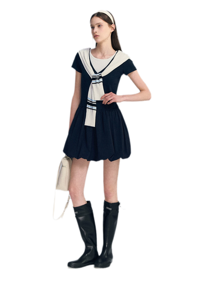 Contrast Trim Bubble Dress