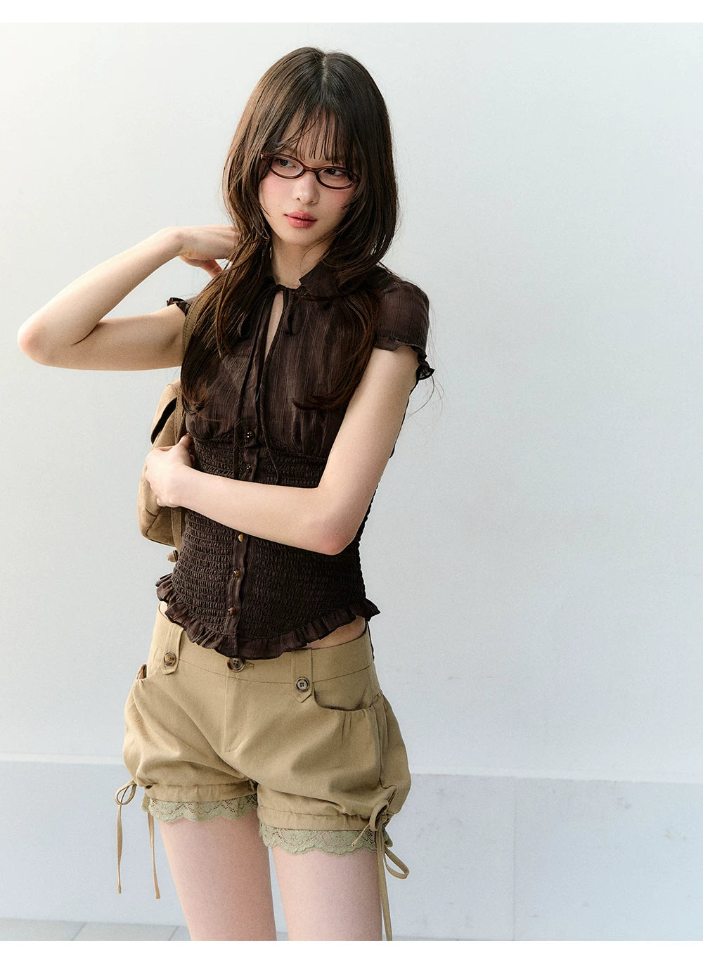 Original Mulberry Silk Lyocell Shirred Waist Blouse