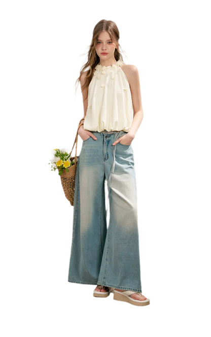 Bow Wide-Leg Jeans