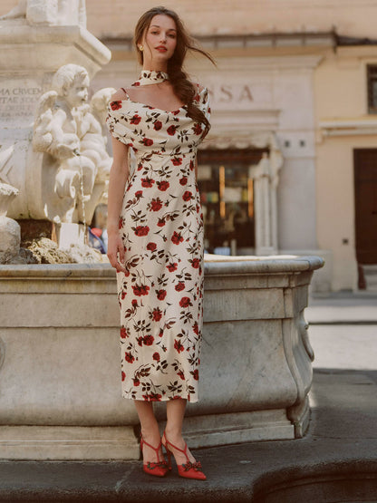 Floral Draped Maxi Dress