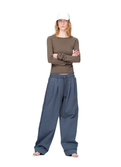 Raw-Edge Cropped Sweatshirt Set