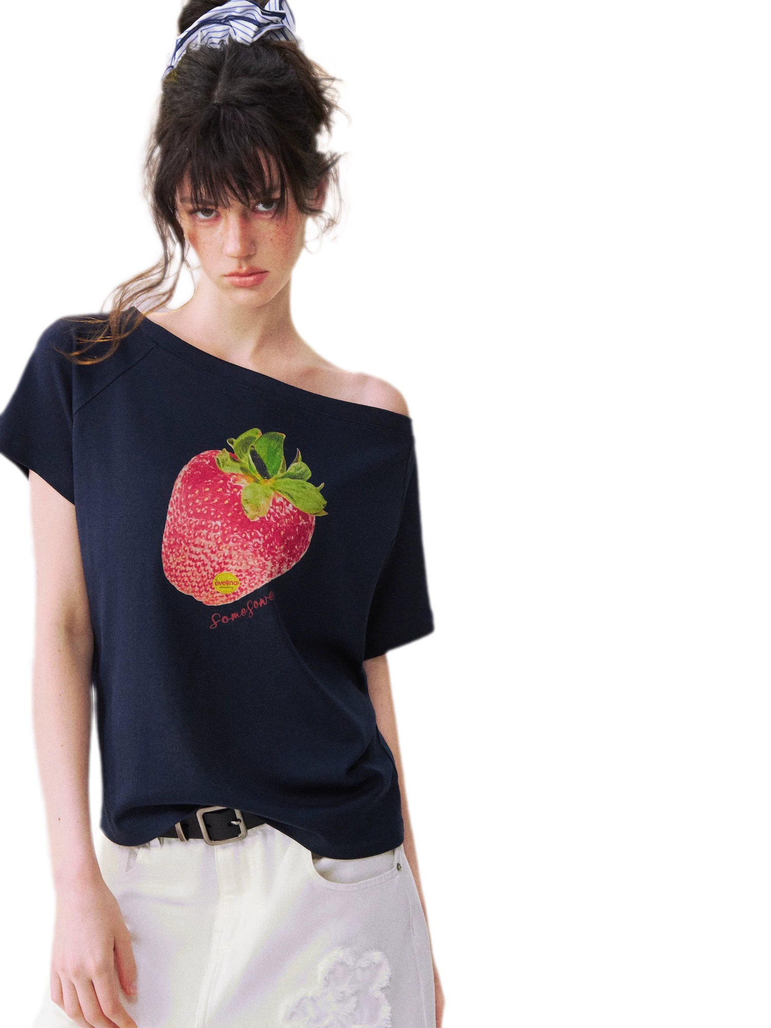 Dopamine Strawberry One-Shoulder Tee