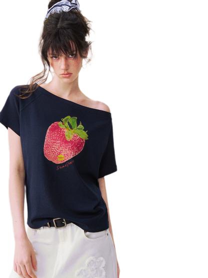 Dopamine Strawberry One-Shoulder Tee