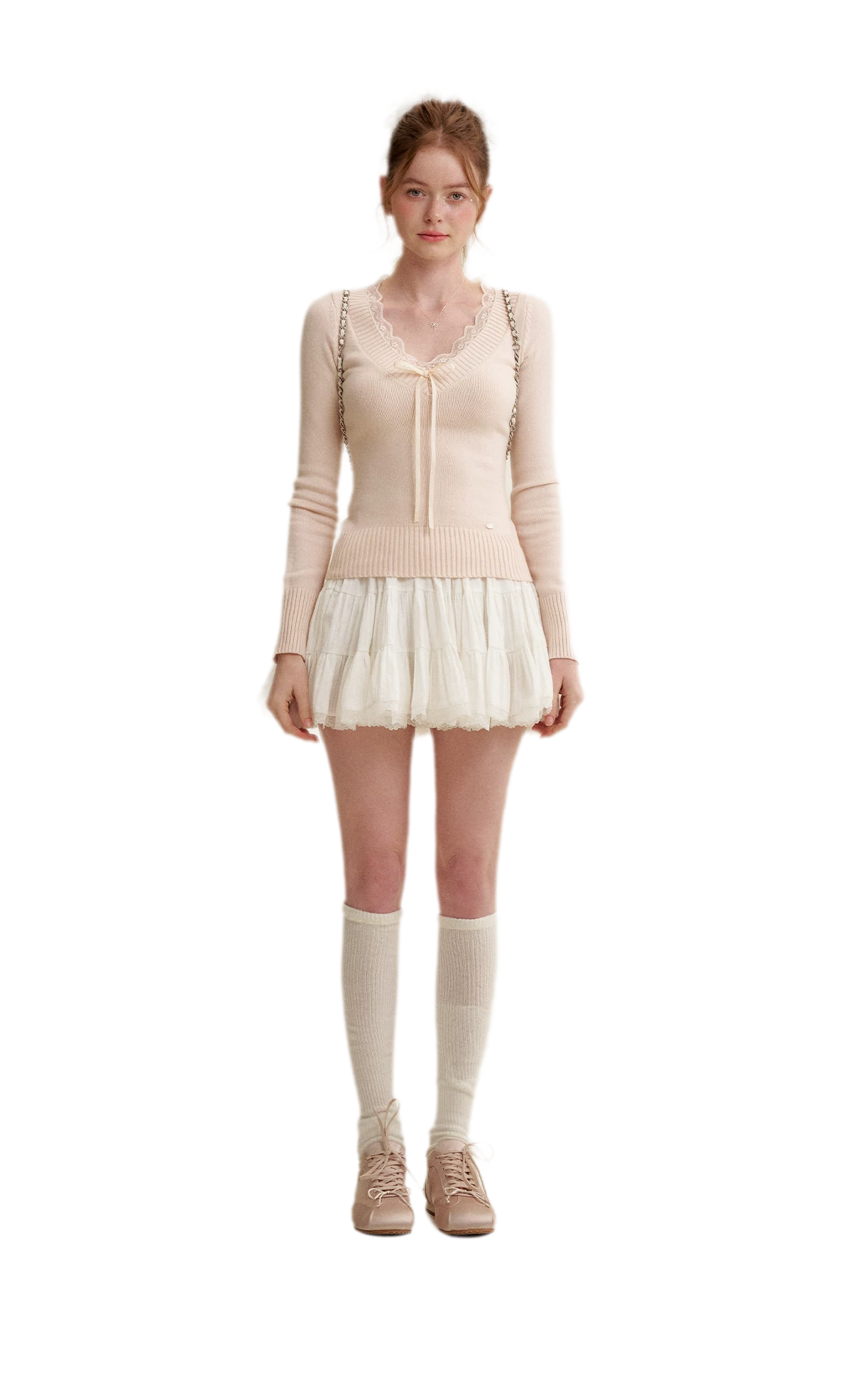 Lace Bow Knit Top