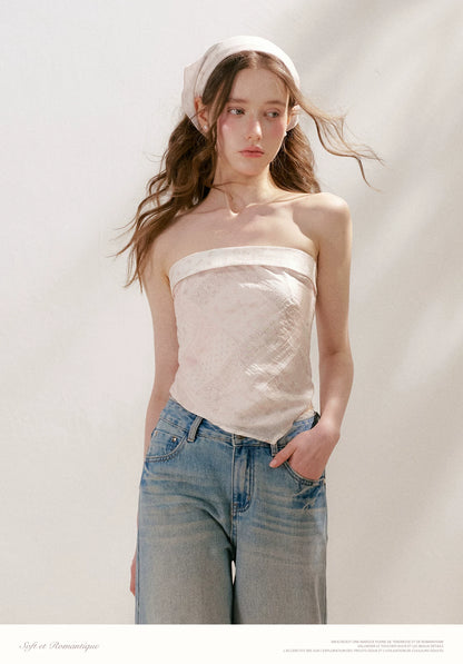 Vintage Print Strapless Top