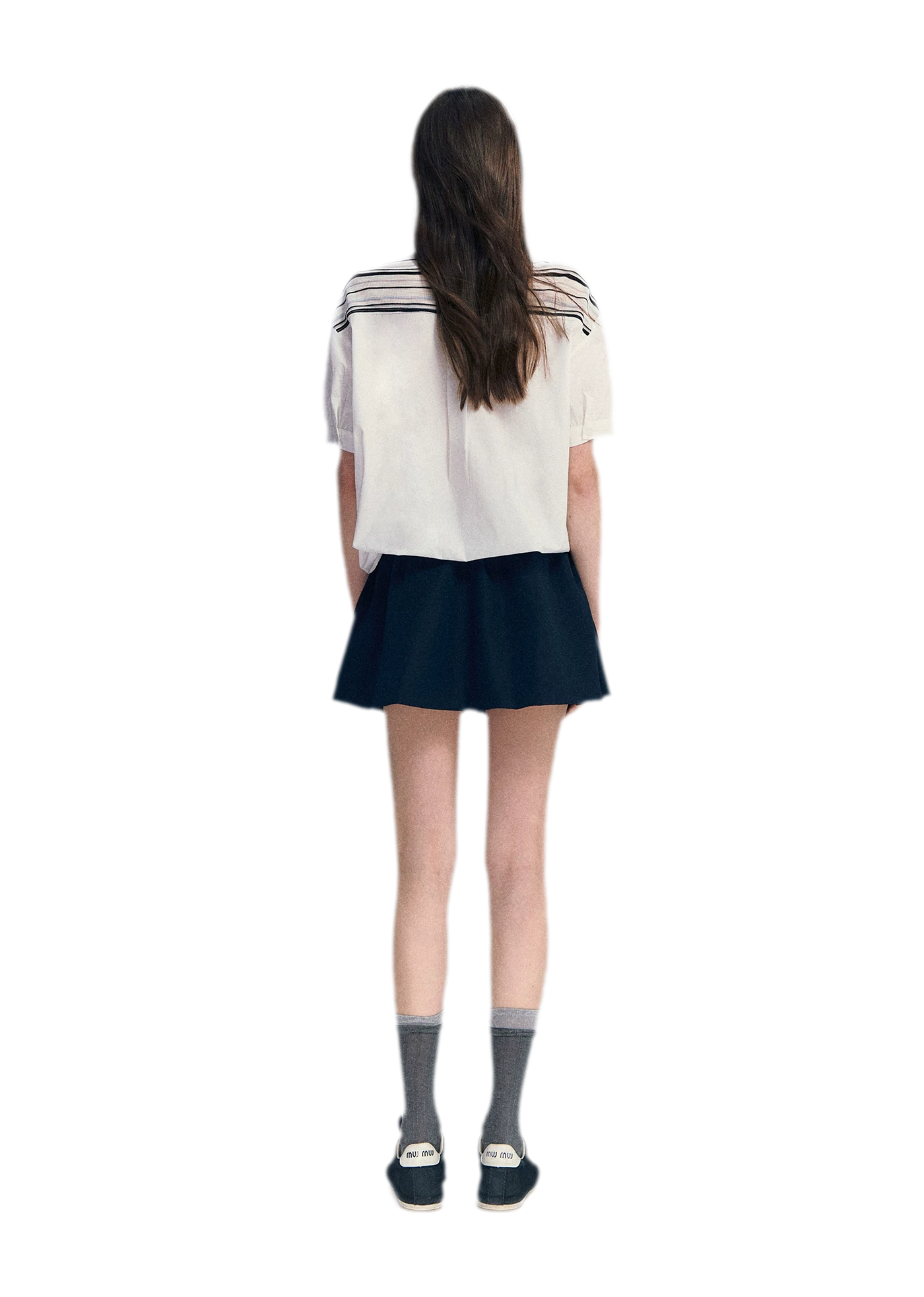 Striped Scarf Hem Shirt