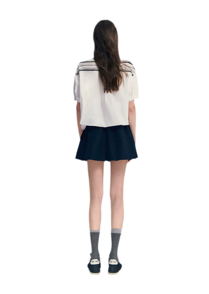 Striped Scarf Hem Shirt