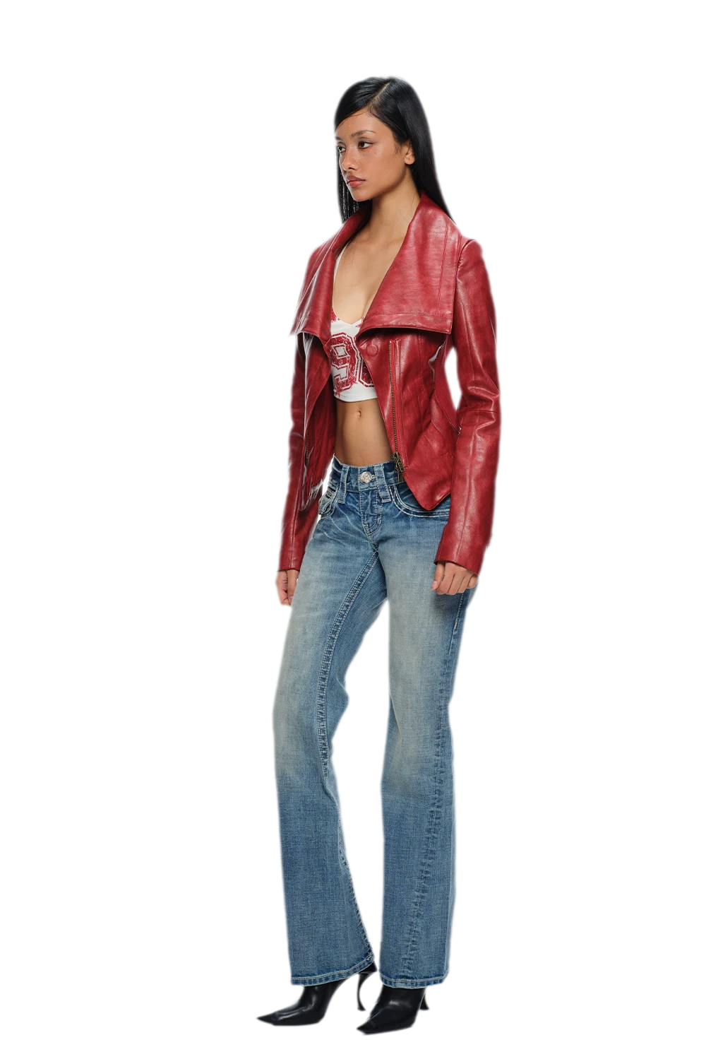 Magnetic Buckle Cropped Jacket