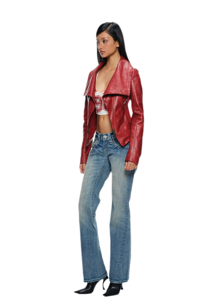 Magnetic Buckle Cropped Jacket