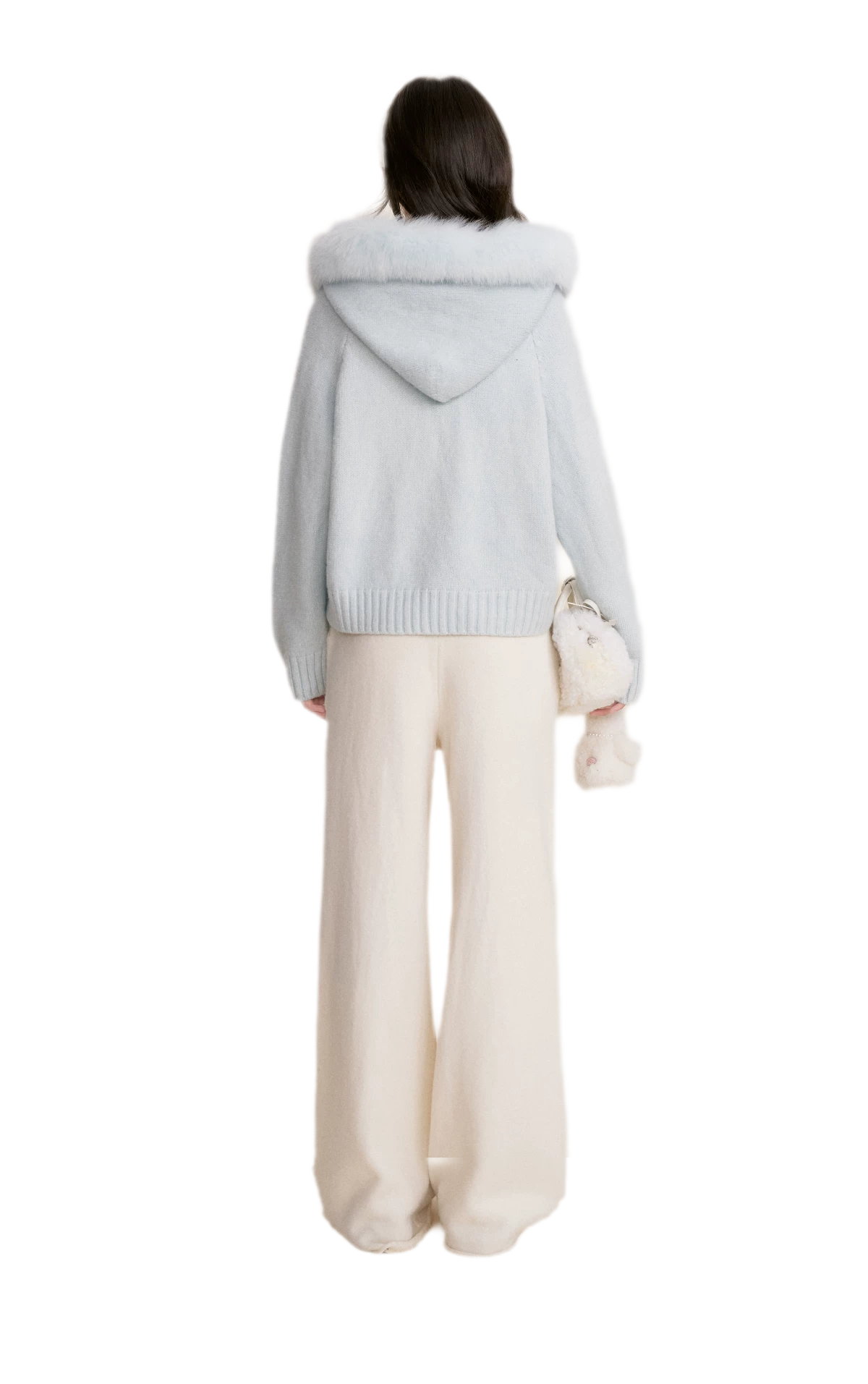 Fur Collar Knit Hoodie