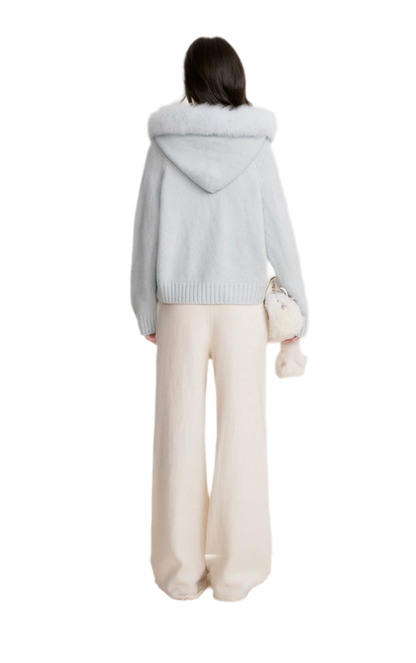 Fur Collar Knit Hoodie