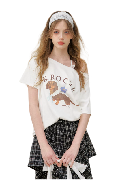 Asymmetric Lace Patchwork Plaid Skirt/Top