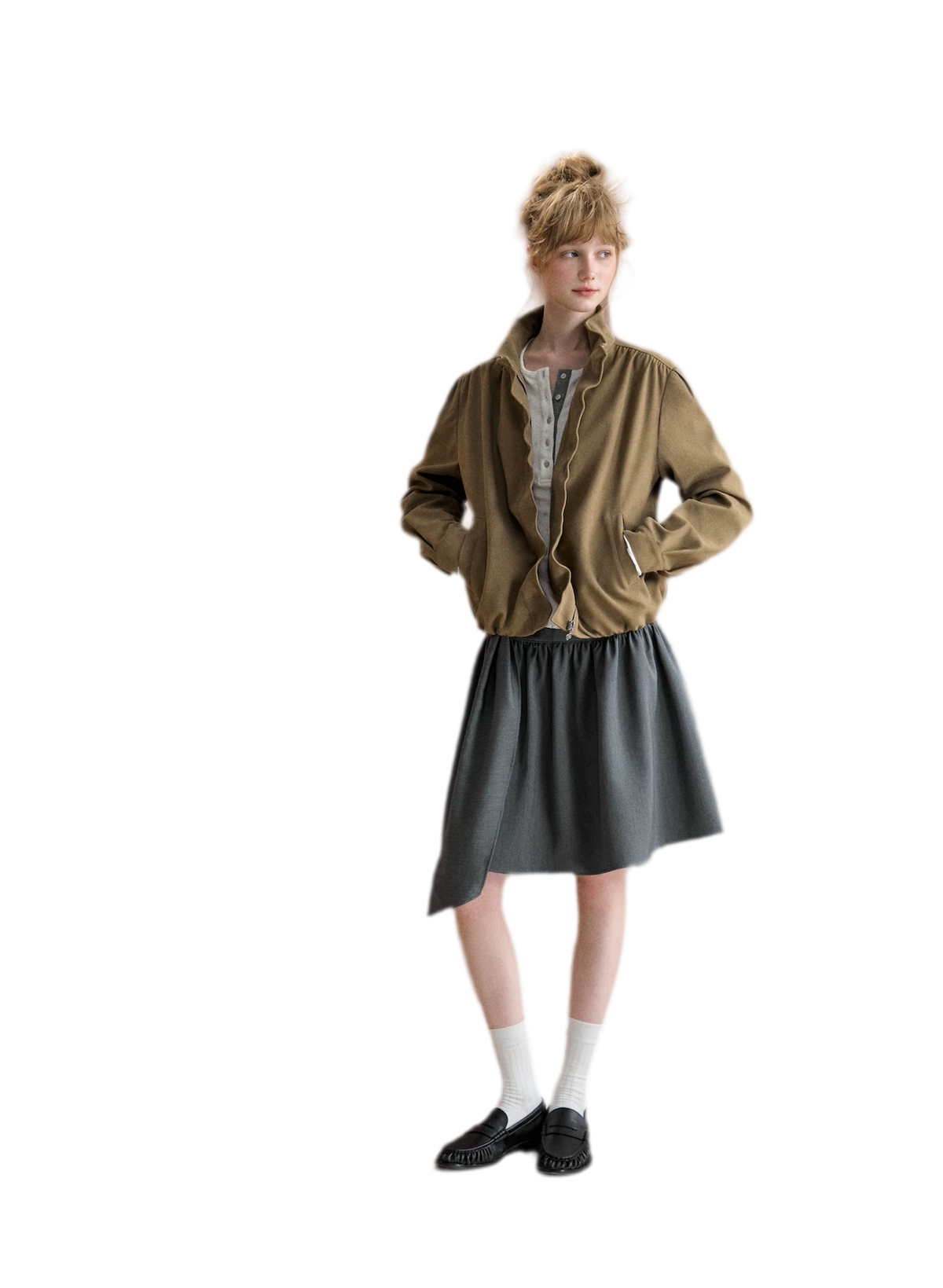 Gathered Suede Cropped Jacket