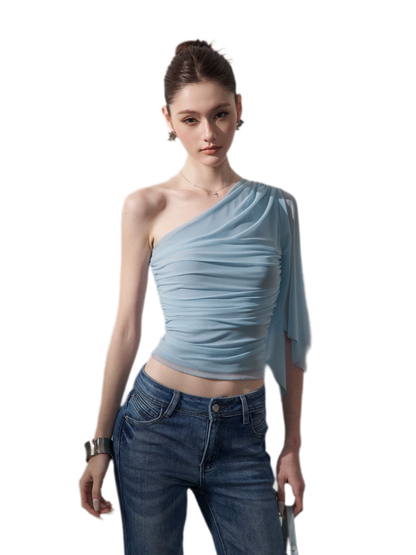 Ruched One-Shoulder Top