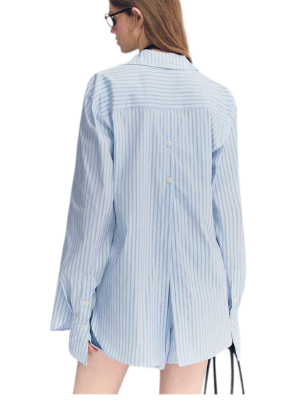 Striped Embroidered Shirt Set