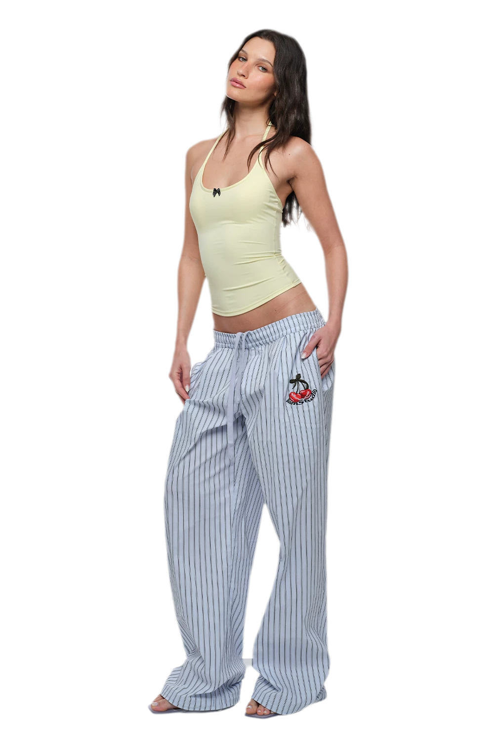 Striped Halter Wide-Leg Set